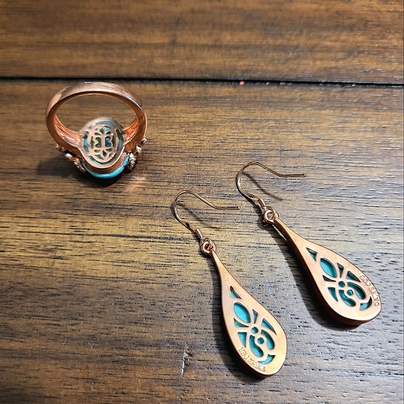 RARE! PC Timna Collection Turquoise & Copper Jewelry Set - Ring Size 8 - Picture 5 of 9
